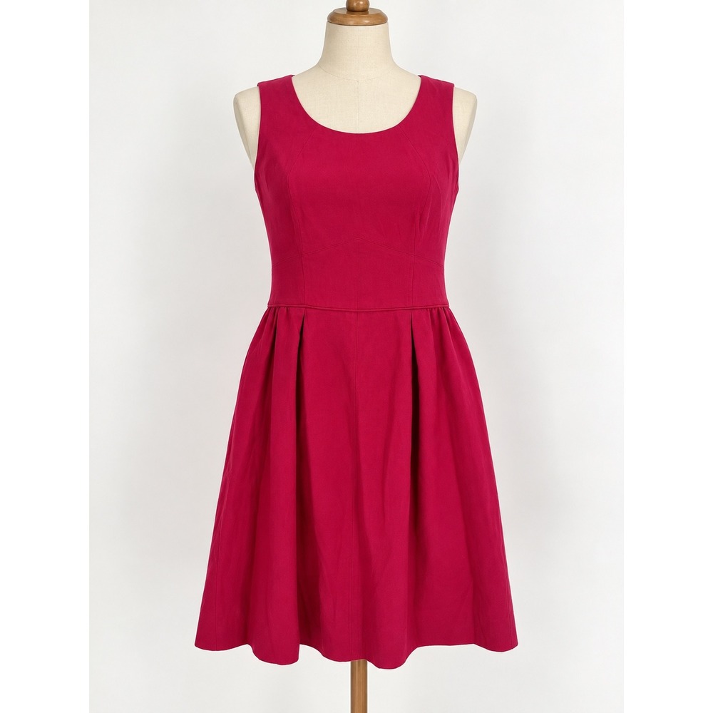 J.Crew Fit and Flare Dress Womens 4 Pink Wool Blend Pleated Sleeveless Preppy